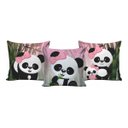 Ver imagem 3 de Kit Cortina + 3 Capas Almofadas Infantil Panda Rosa