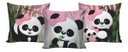 Ver imagem 3 de Kit Cortina + 3 Capas Almofadas Infantil Panda Rosa