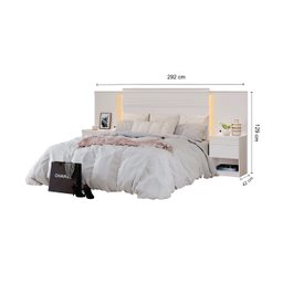 Cabeceira para Cama de Casal Extensível Casal / Queen / King com 2 mesa de Cabeceira 100% MDF Granada - 3