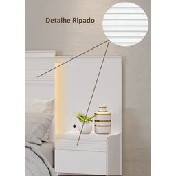 Cabeceira para Cama de Casal Extensível Casal / Queen / King com 2 mesa de Cabeceira 100% MDF Granada - 6