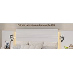 Cabeceira para Cama de Casal Extensível Casal / Queen / King com 2 mesa de Cabeceira 100% MDF Granada - 4