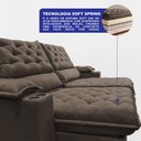 Ver imagem 6 de Sofá Retrátil e Reclinável 2,25m Stadium Molas Ensacadas Velupluma Café Cama Inbox