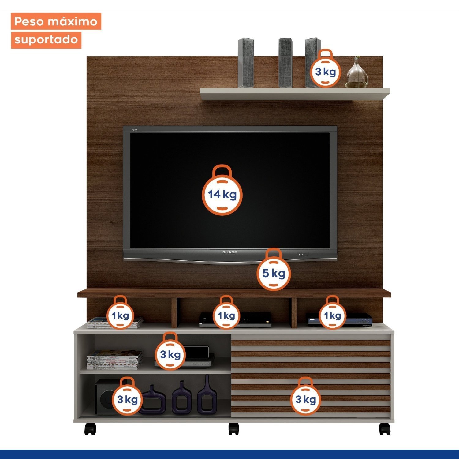 Estante Home Para TV até 60 Polegadas 1 Porta Star Valdemóveis - 6
