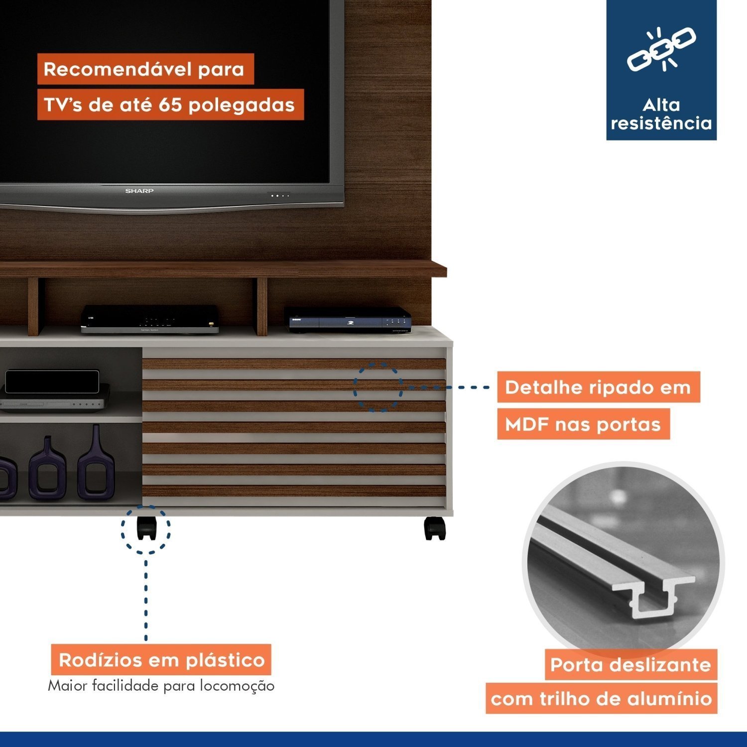 Estante Home Para TV até 60 Polegadas 1 Porta Star Valdemóveis - 5