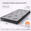 Ver imagem 2 de Colchão Solteiro Espuma D45 Liso 188x78x17cm Antialérgico