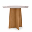 Ver imagem 5 de Conjunto Sala de Jantar 4 Lugares Redonda Tampo Vidro/MDF Mesa Celebrare e Cadeiras Apogeu Bege Amêndoa Clean/Off White/Animale Bege