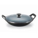 Ver imagem 1 de Panela Mineira Risoto Preta Alça Ferro Tampa Vidro 36cm 5l