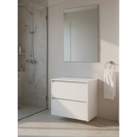 Gabinete para Banheiro com Espelheira 60cm MDF Branco Dubai - On Móveis