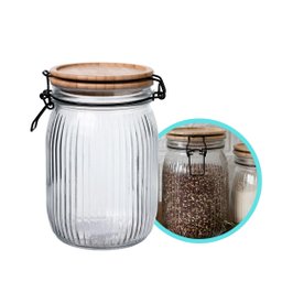 Pote Vidro Hermético Versalhes Tampa Bambu Trava Prime 1200ml - Lehaví - 6