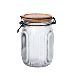 Pote Vidro Hermético Versalhes Tampa Bambu Trava Prime 1200ml - Lehaví - 1
