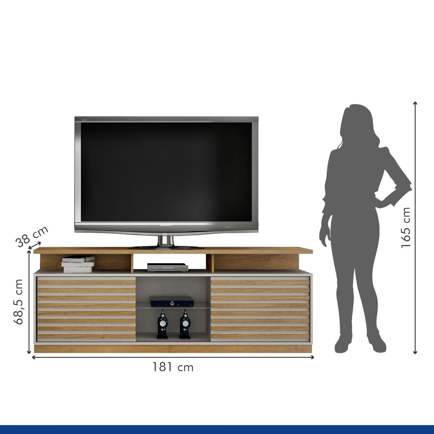 Rack Para TV até 70 Polegadas 2 Portas 1 Prateleira 4 Nichos Roma Valdemóveis - 3