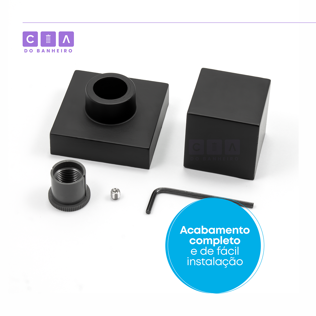 Kit de Acessórios para Banheiro Quadrado Preto Completo Luxo - 4