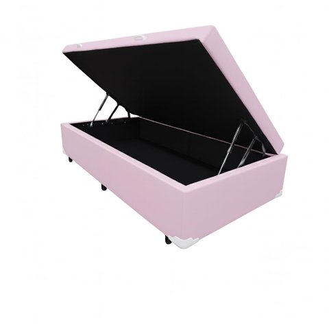 Cama Box Baú Solteiro Blindado (88x188x42) - Corino Rosa