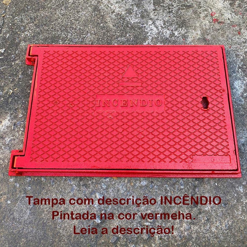 Tampa de Incêndio Registro Hidrante 40x60 Ferro Vermelha - 4