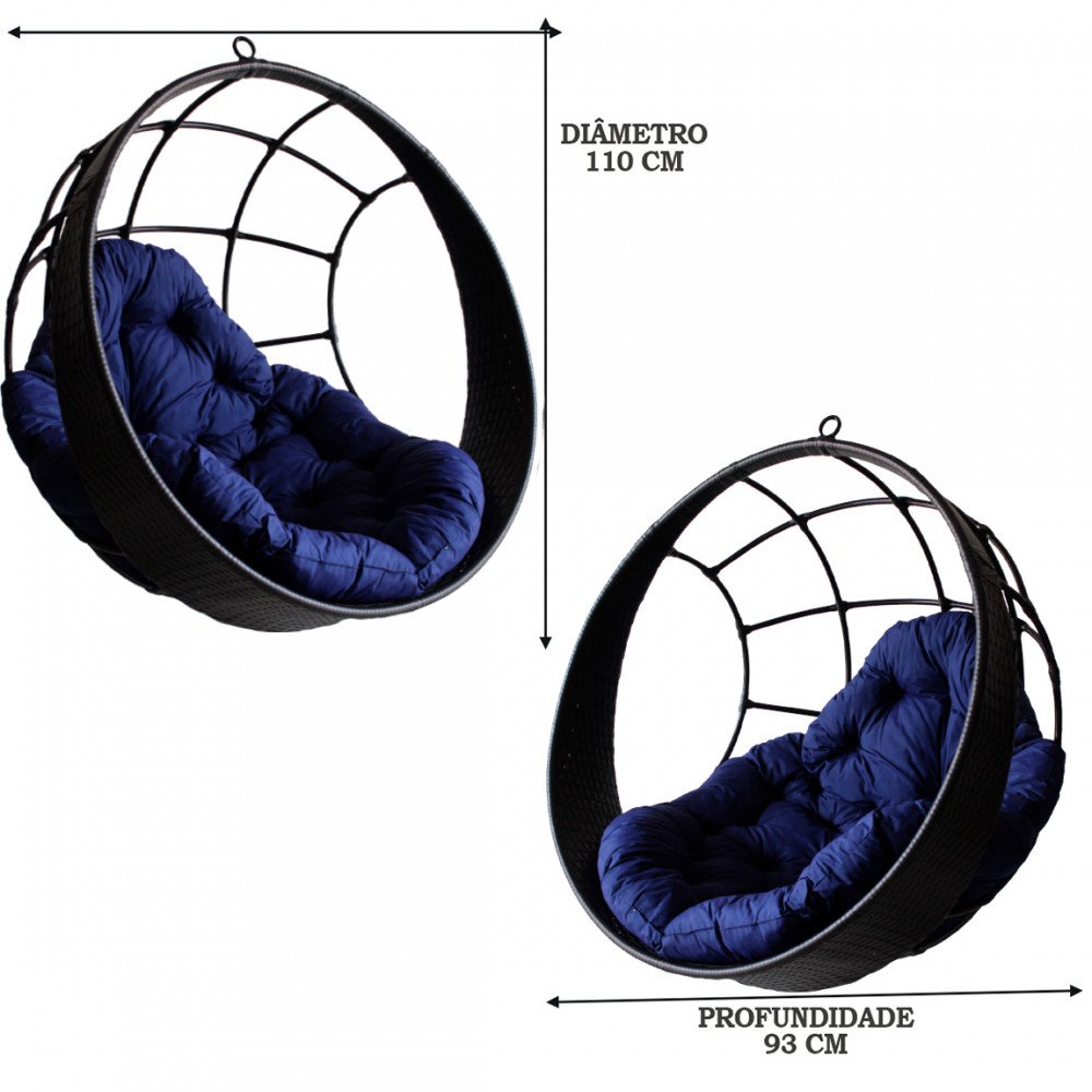 Cadeira Balanço Ninho Suspenso de Fibra com Almofada Impermeável - 4