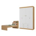Ver imagem 1 de Jogo de Quarto com Cama Solteiro e Guarda-Roupa 4 Portas 2 Gavetas Lira Multimóveis MP4838