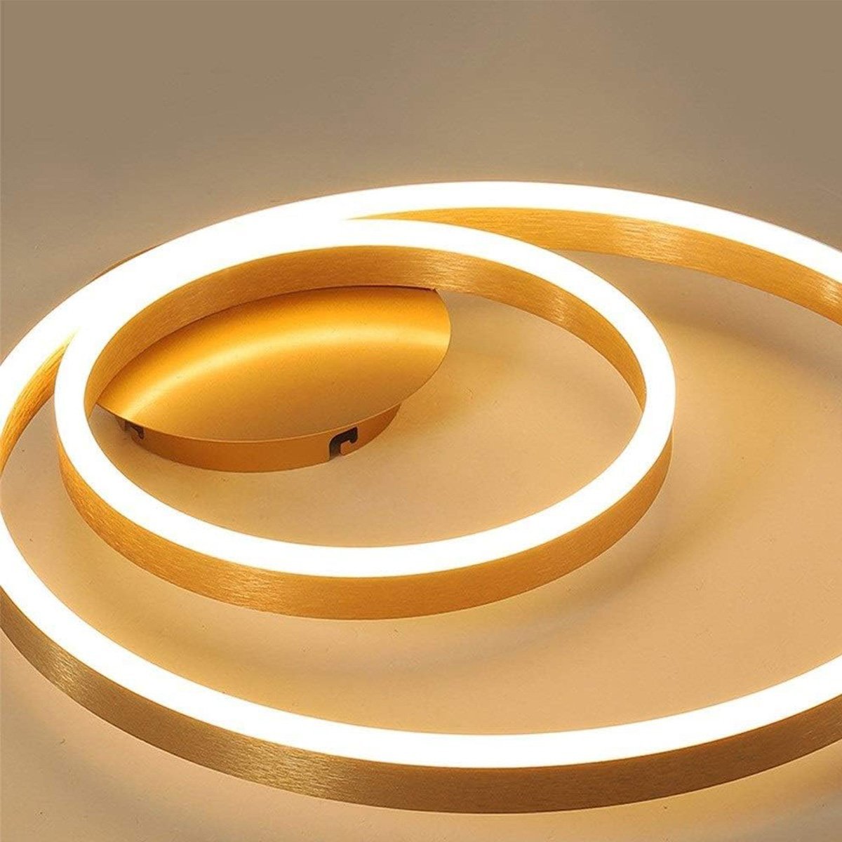 Paflon Lustre Sobrepor Obrita Dourado Luxo 50 Cm Decoraçao Moderna 2 Aneis Lampada Teto Enfeite Sala - 4