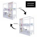 Ver imagem 5 de Beliche Infantil Casinha Reta com 02 Janelas e 02 Gavetas Madeira Maciça Branco/ Rosa Megamobilia