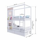 Ver imagem 3 de Beliche Infantil Casinha Reta com 02 Janelas e 02 Gavetas Madeira Maciça Branco/ Rosa Megamobilia