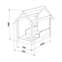 Cama Infantil Casinha Montessoriana 153,5cm com proteção lateral MC060 DJD - Branco - 2