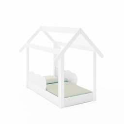 Cama Infantil Casinha Montessoriana 153,5cm com proteção lateral MC060 DJD - Branco - 3