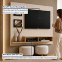 Ver imagem 5 de Painel para TV até 46 Polegadas MDF 145CMX120CM 2 Prateleiras Hades Bege