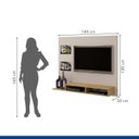 Ver imagem 4 de Painel para TV até 46 Polegadas MDF 145cmx120cm 2 Prateleiras Hades Bege Off White/Cinamomo