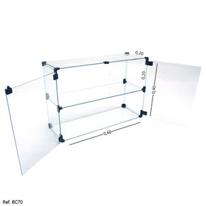 Expositor Modulado em Vidro com Portas e Porta Cadeado - 0,60 x 0,40 x 0,20