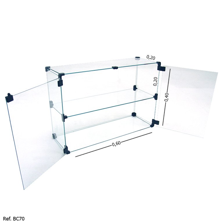 Expositor Modulado em Vidro com Portas e Porta Cadeado - 0,60 x 0,40 x 0,20