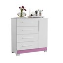 Ver imagem 6 de Cômoda para Quarto 4 Gavetas e 1 Porta Nt 5185 Branco New/Rosa