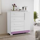 Ver imagem 2 de Cômoda para Quarto 4 Gavetas e 1 Porta Nt 5185 Branco New/Rosa