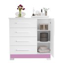 Ver mais imagens de Cômoda para Quarto 4 Gavetas e 1 Porta Nt 5185 Branco New/Rosa
