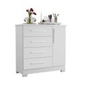 Ver imagem 4 de Cômoda para Quarto 4 Gavetas e 1 Porta Nt 5185 Branco New/Rosa