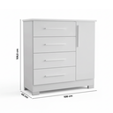 Ver imagem 5 de Cômoda para Quarto 4 Gavetas e 1 Porta Nt 5185 Branco New/Rosa
