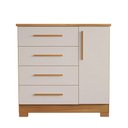 Ver imagem 5 de Cômoda para Quarto 4 Gavetas e 1 Porta Nt 5185 Freijó Trend/Off White Laranja