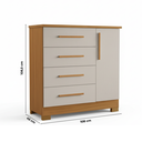 Ver imagem 3 de Cômoda para Quarto 4 Gavetas e 1 Porta Nt 5185 Freijó Trend/Off White Laranja
