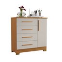 Ver imagem 2 de Cômoda para Quarto 4 Gavetas e 1 Porta Nt 5185 Freijó Trend/Off White Laranja