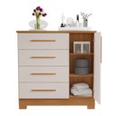 Ver imagem 7 de Cômoda para Quarto 4 Gavetas e 1 Porta Nt 5185 Freijó Trend/Off White Laranja