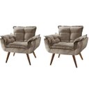 Ver imagem 1 de Kit 02 Poltronas Opala Suede Capuccino Pés Palito