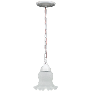 Pendente Lustre Corrente Branca 1 Tuipa Caracol Vidro Fosco