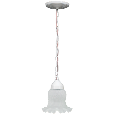Pendente Lustre Corrente Branca 1 Tuipa Caracol Vidro Fosco
