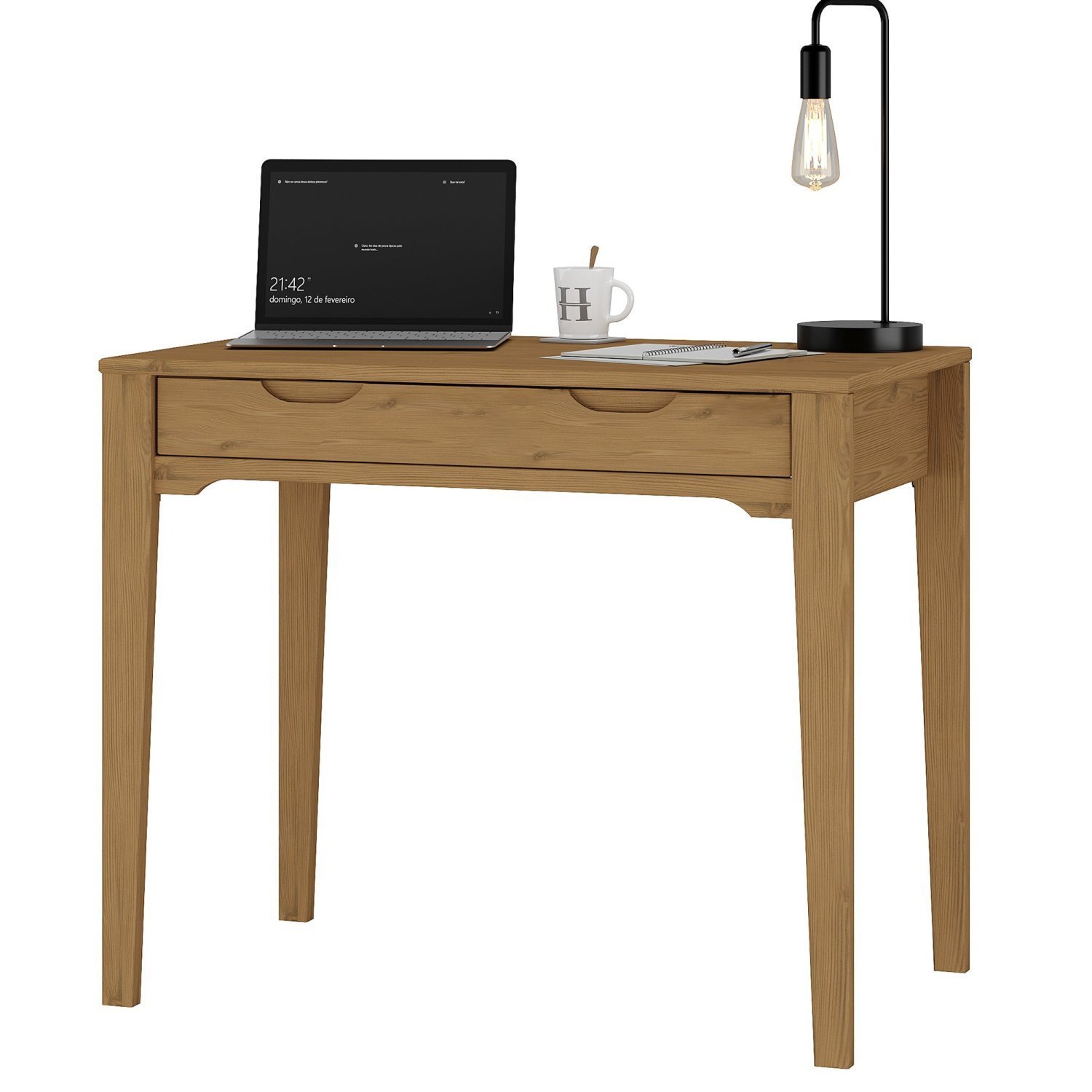 Escrivaninha 91cm 1 Gaveta Quebec Madeira Maciça Espresso Móveis - 2