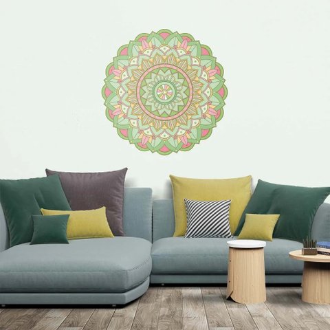 Adesivo de Parede New Mandala 17 Arte Destaque 0,75 X 0,75 Metros