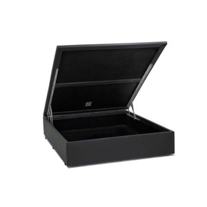 Cama Box Baú Blindado Casal King Design Sintético Cinza 138x188x41
