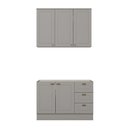 Ver imagem 7 de Cozinha Compacta 2 Peças Americana 5 Portas 3 Gavetas 100% MDF Cinza Móveis Henn