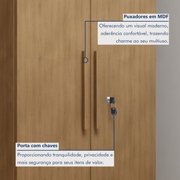 Armário Multiuso 2 Portas com Chave e 5 Prateleiras Asteca   - 5