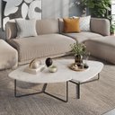 Ver imagem 1 de Kit 2 Mesas de Centro para Decoração Sala de Estar Metal Preto Design Orgânico Capri - Atenna/Atenna