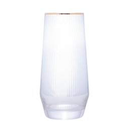 Cj 2 Copos Altos de Vidro com Borda Dourada Lines 400ml - 3