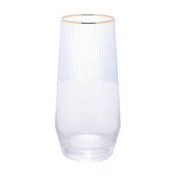 Cj 2 Copos Altos de Vidro com Borda Dourada Lines 400ml - 2