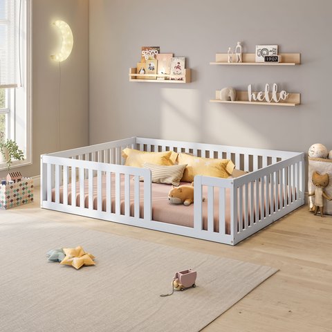 Cama Montessoriana Casal Com Grade Giulia Casatema MadeiraOriginals